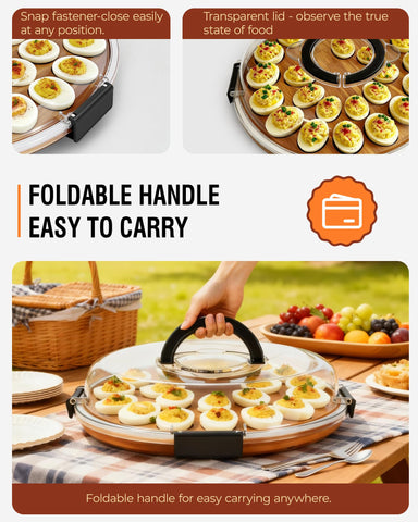 Renmxj deviled-egg-tray-handle-locks easy carrying with secure clips.