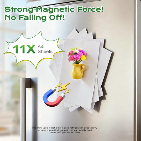 Renmxj mini ceramic vase magnet with bright faux flowers on fridge