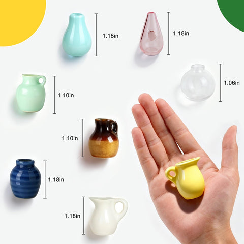 Renmxj eight-pack ceramic vase magnets with colorful blooms