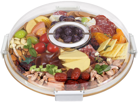 Renmxj round charcuterie board with clear lid for elegant gatherings.