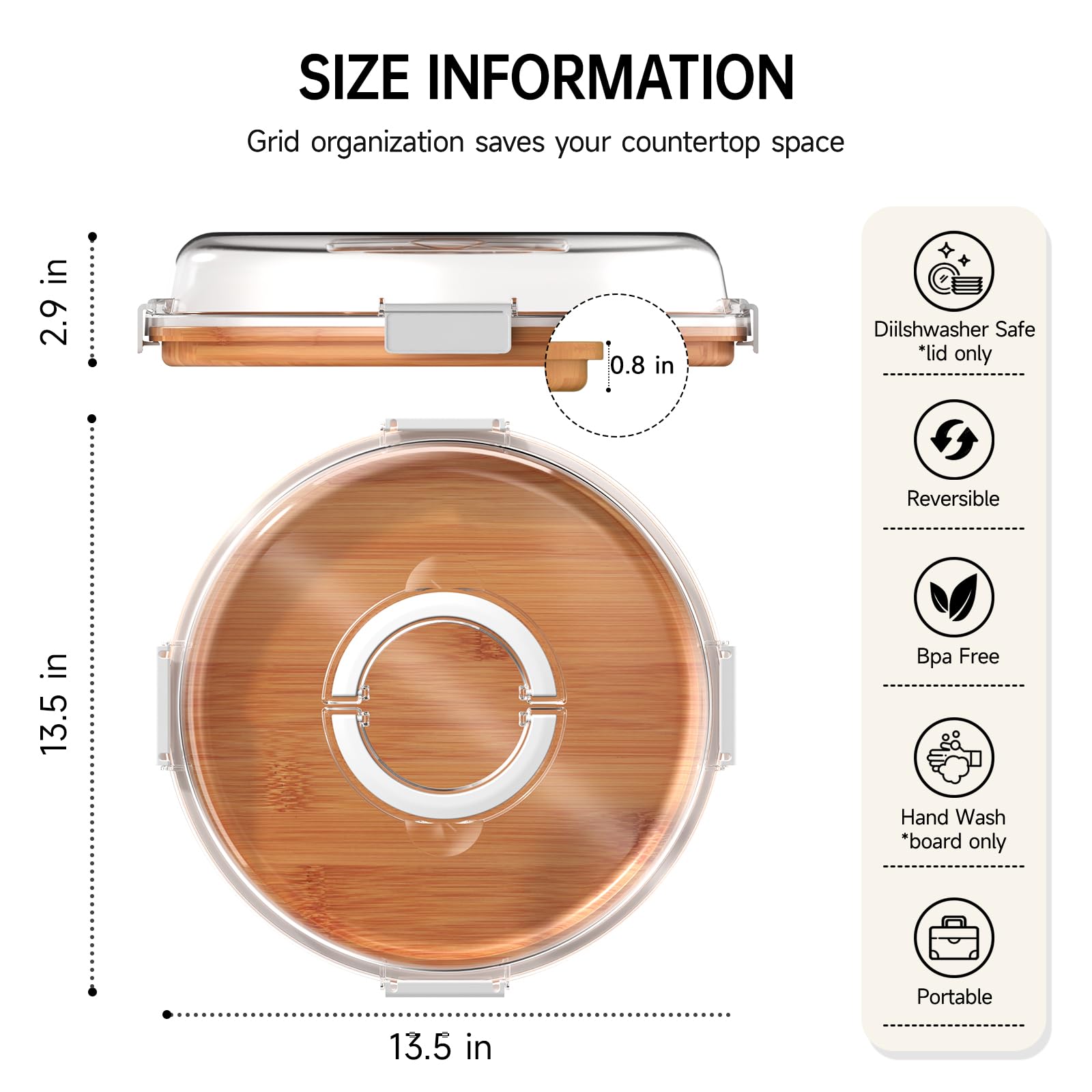 Renmxj travel charcuterie board with lid for effortless picnics.
