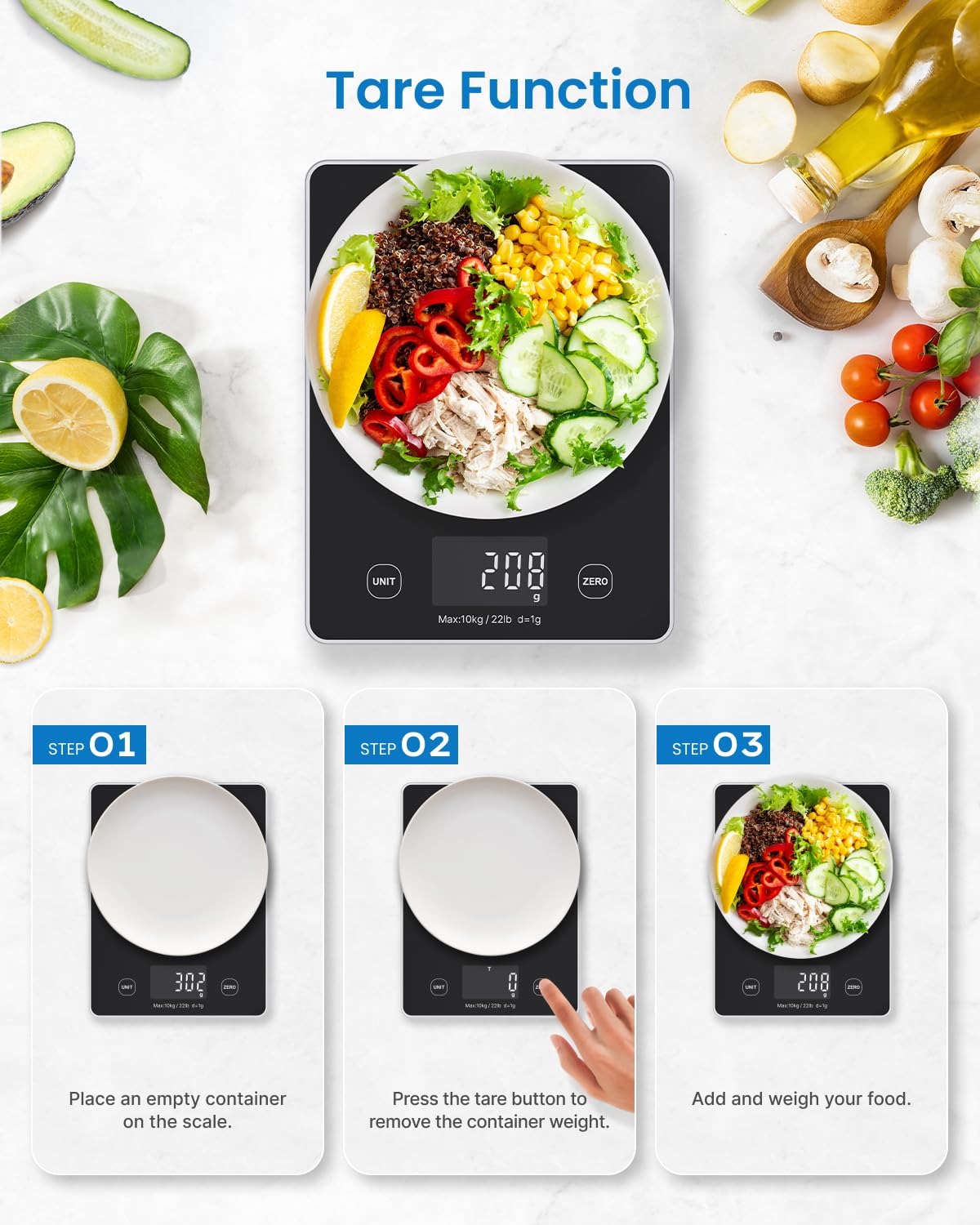 RENPHO coffee timer shows bean to water ratio for brewing precision.