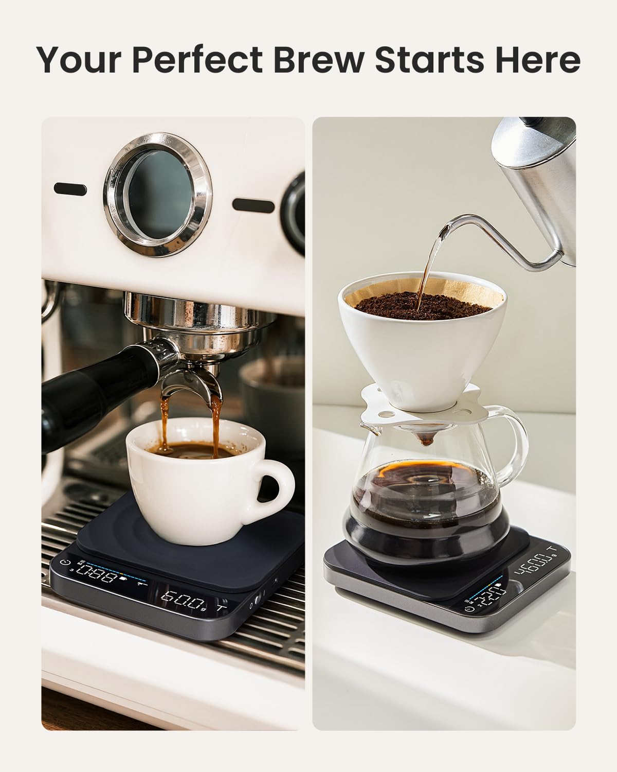 RENPHO detachable waterproof silicone pad protects the surface during messy brews