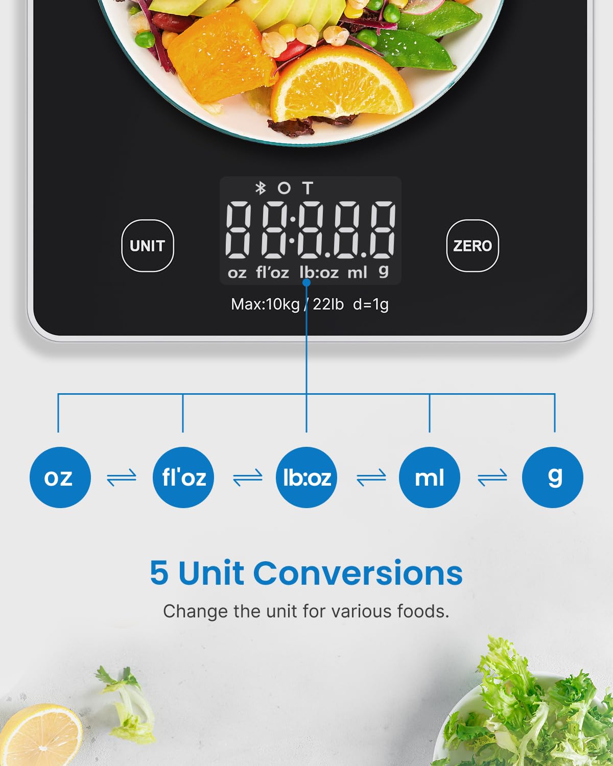 RENPHO clear LCD display readable in dim kitchen lighting.