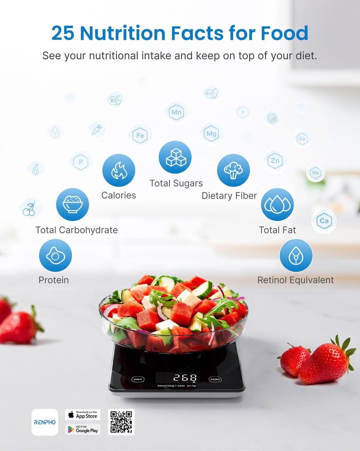 RENPHO nutrition calculator app helps track calories and macros.