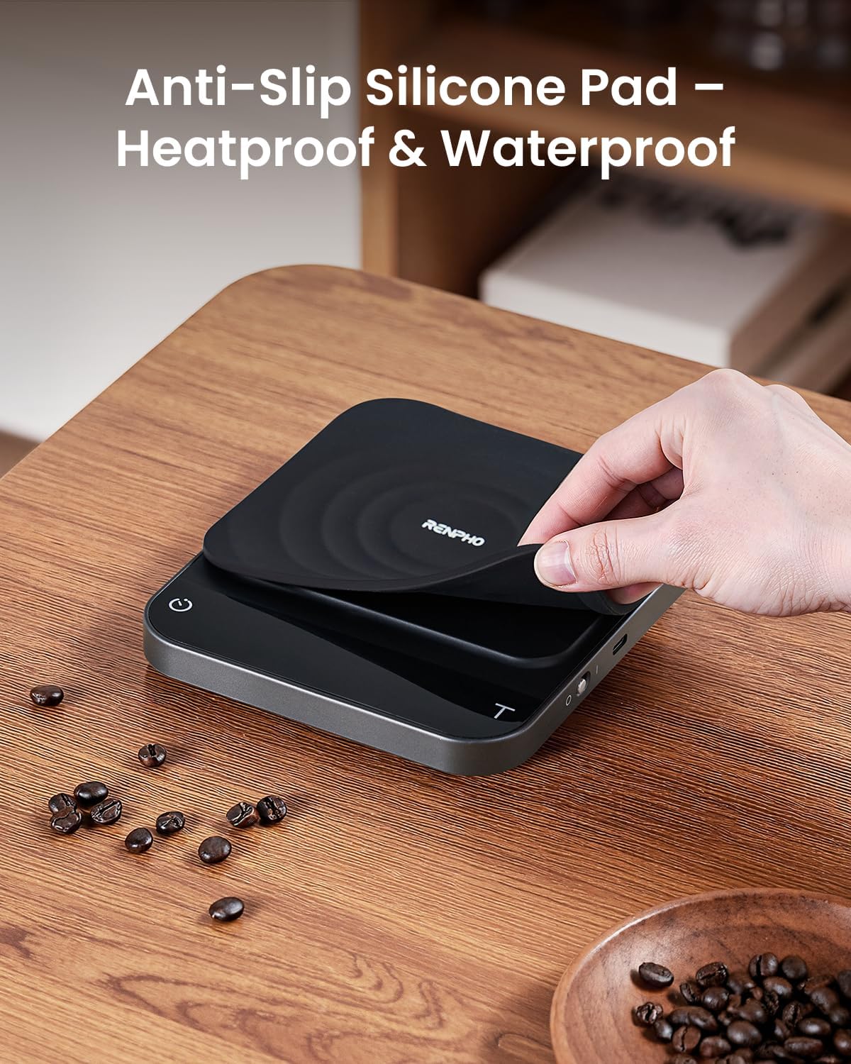RENPHO smart portafilter memory tare saves weight for hands-free zeroing