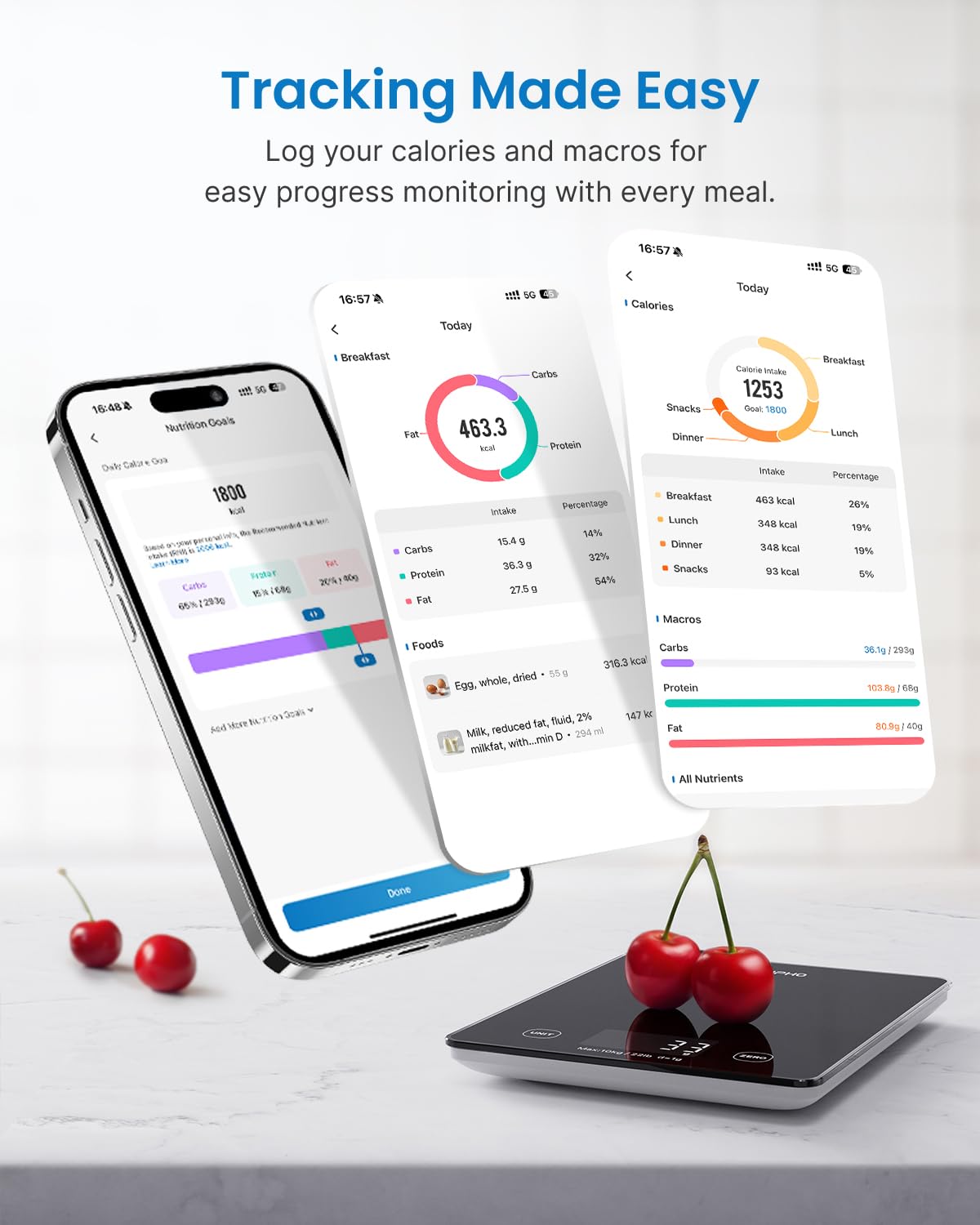 RENPHO precise measurement from 1 g to 10 kg supports accurate cooking and baking.