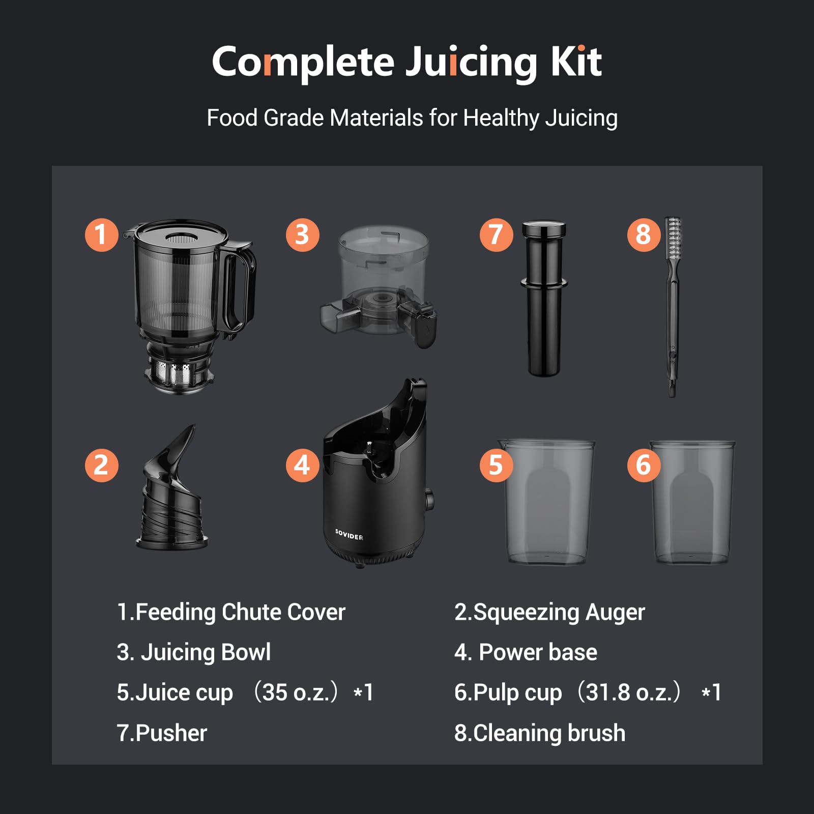 REPALY cleaning brush included for quick cleanup after juicing