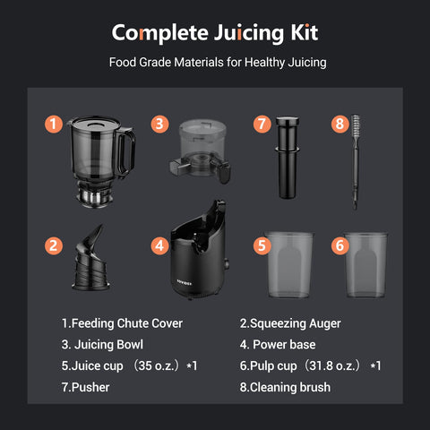 REPALY cleaning brush included for quick cleanup after juicing