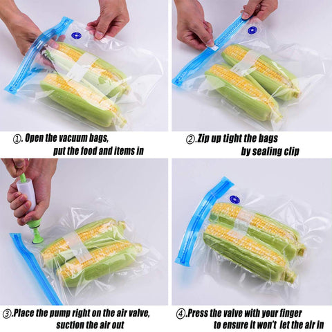 Repinsta blue kit bags sealing clips close-up, leak-proof seals for reliable cooking.