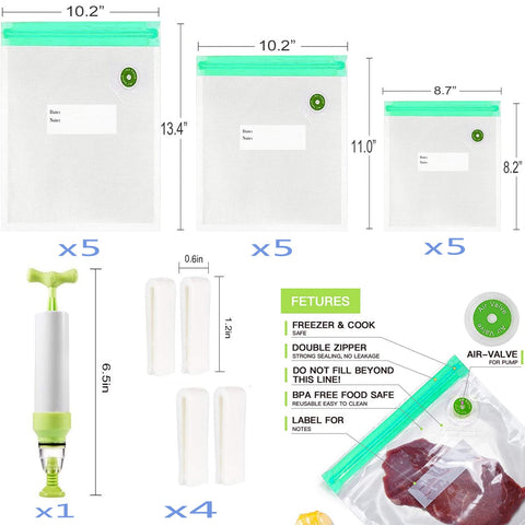 Repinsta bags and sealing clips secure bags during cooling and freezing.