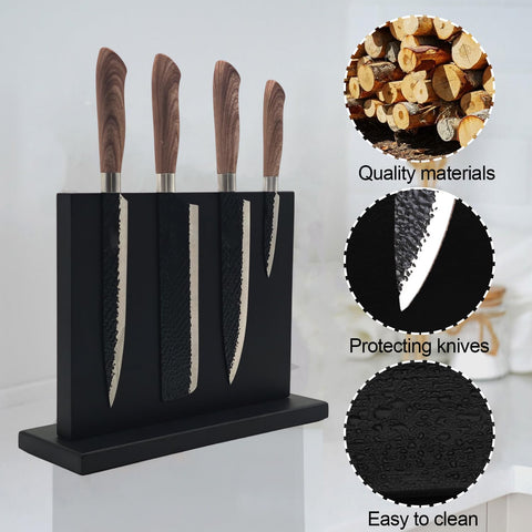Knives are displayed along the block, showcasing easy access and safety.