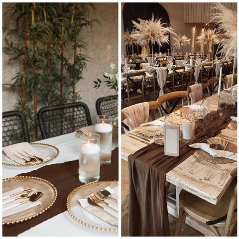 RestfulGlow machine-washable fabric table runner stays crinkled with character.