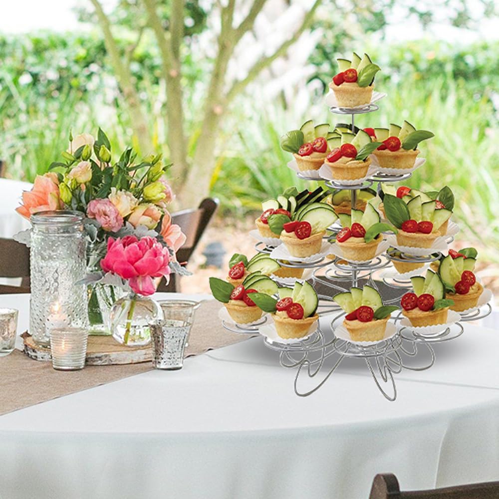 Resulzon 4-tier dessert tree at a wedding table elevates presentation.