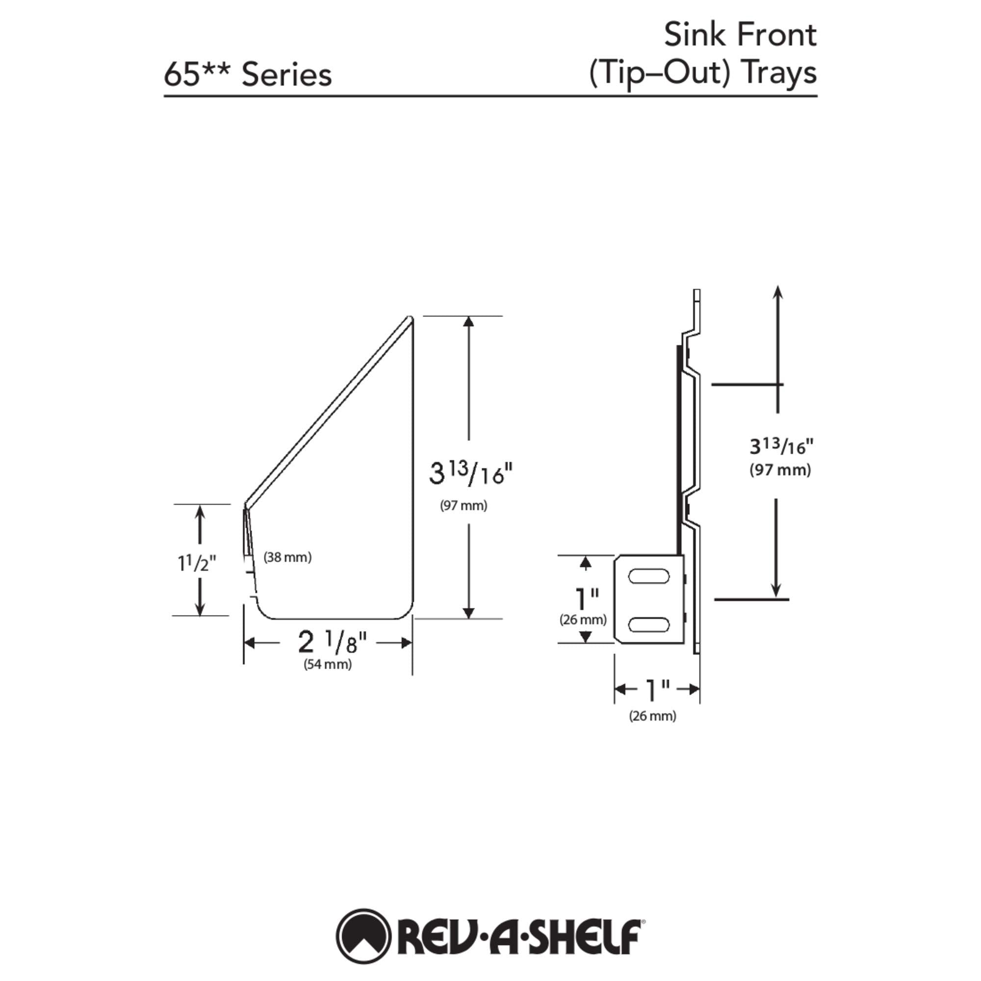 Rev-A-Shelf 14in tip-out tray open-tray layout enhances accessibility.