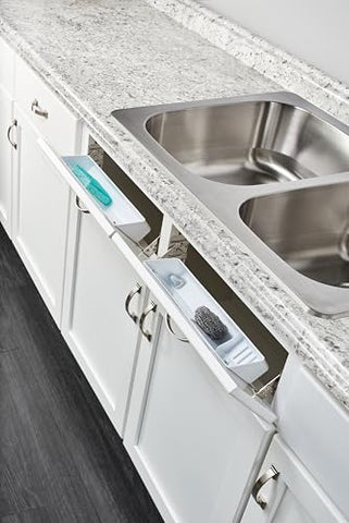 Rev-A-Shelf 14in tip-out tray ring holder detail keeps small items organized.