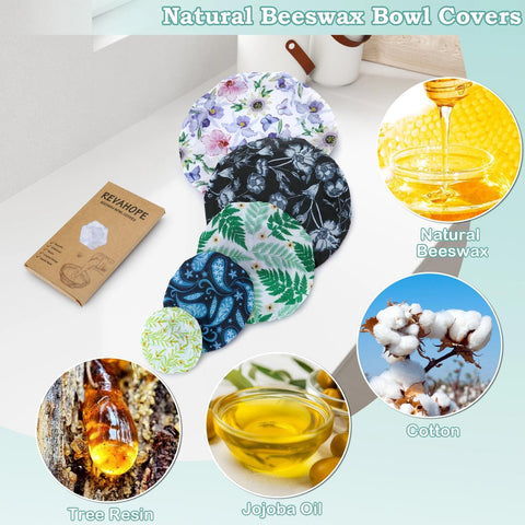 Revahope iris floral 20cm beeswax wrap keeps leftovers covered, reduces waste.