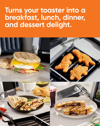 Revolution Toastie Press dishwasher-safe parts enable quick cleanup.
