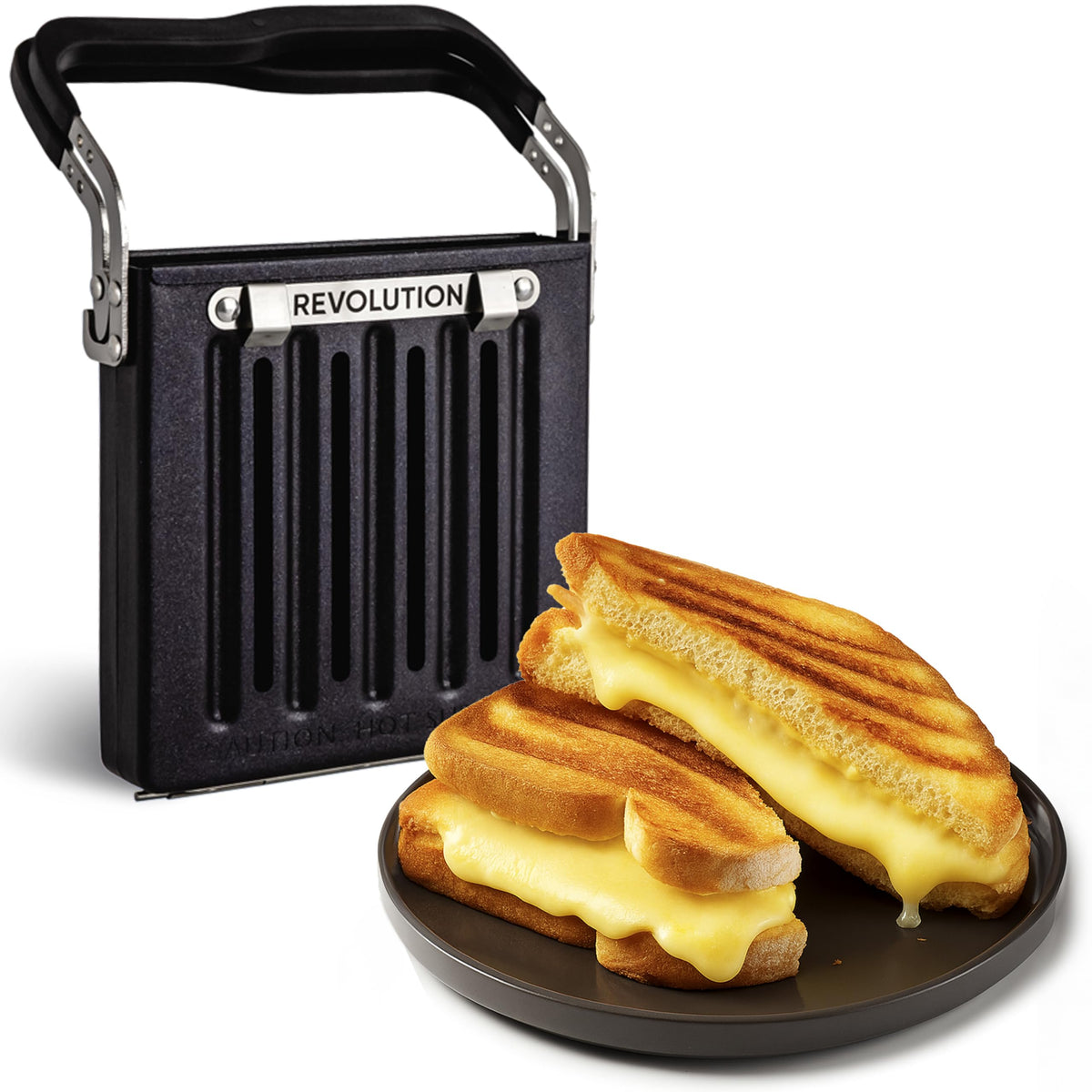 Revolution Toastie Press inside a toaster for fast, tasty melts.