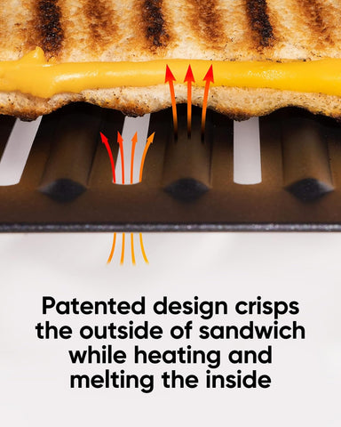 Revolution Toastie Press with silicone grip handles for safe handling.
