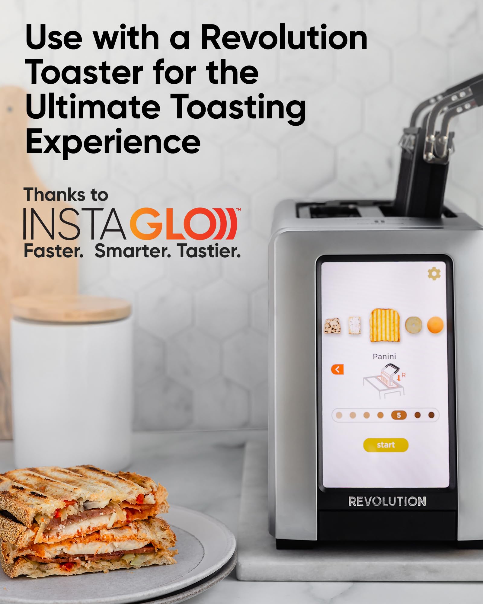 Stainless steel arms of Revolution Toastie Press stay cool while toasting.
