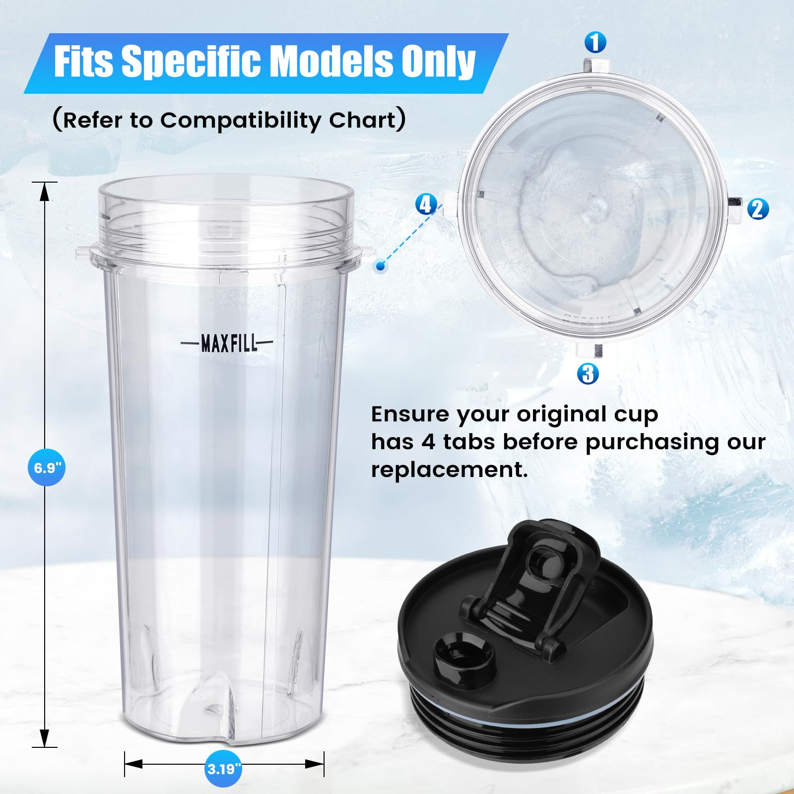 Revorit Ninja Fit-compatible cups fit many Ninja models for quick replacement.