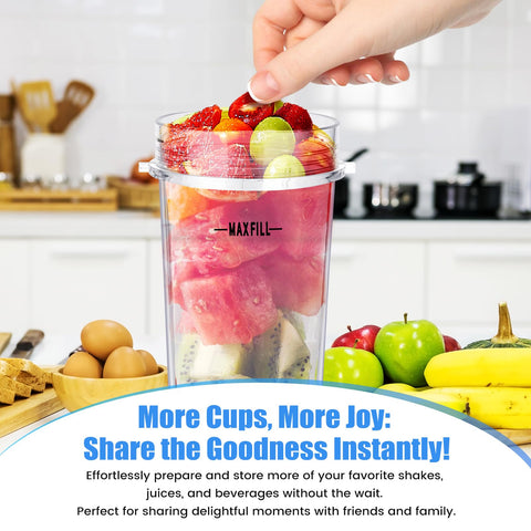 Revorit dishwasher-safe cup and lids simplify cleanup after blends.