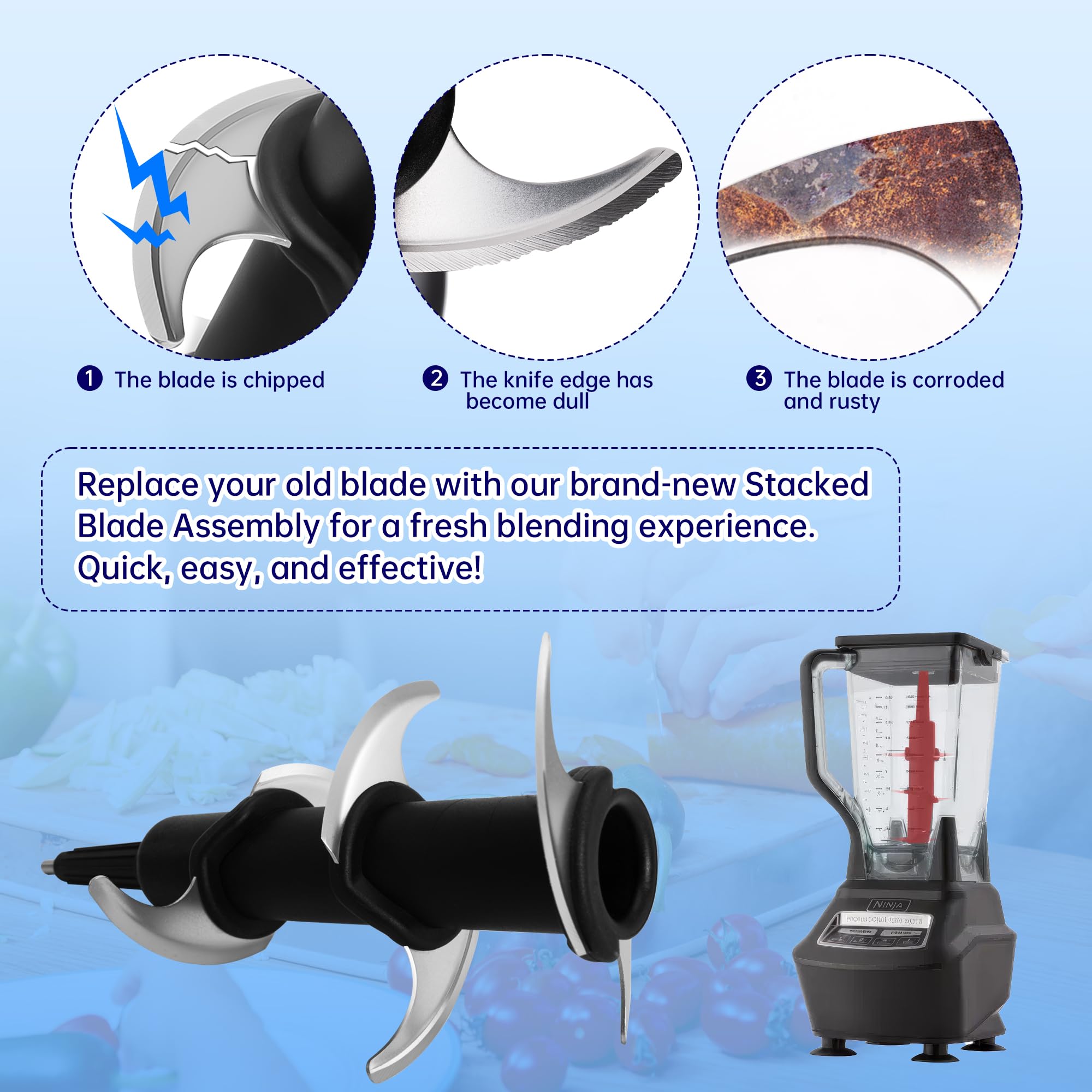Pre-assembled blade installation for quick, mess-free setup.