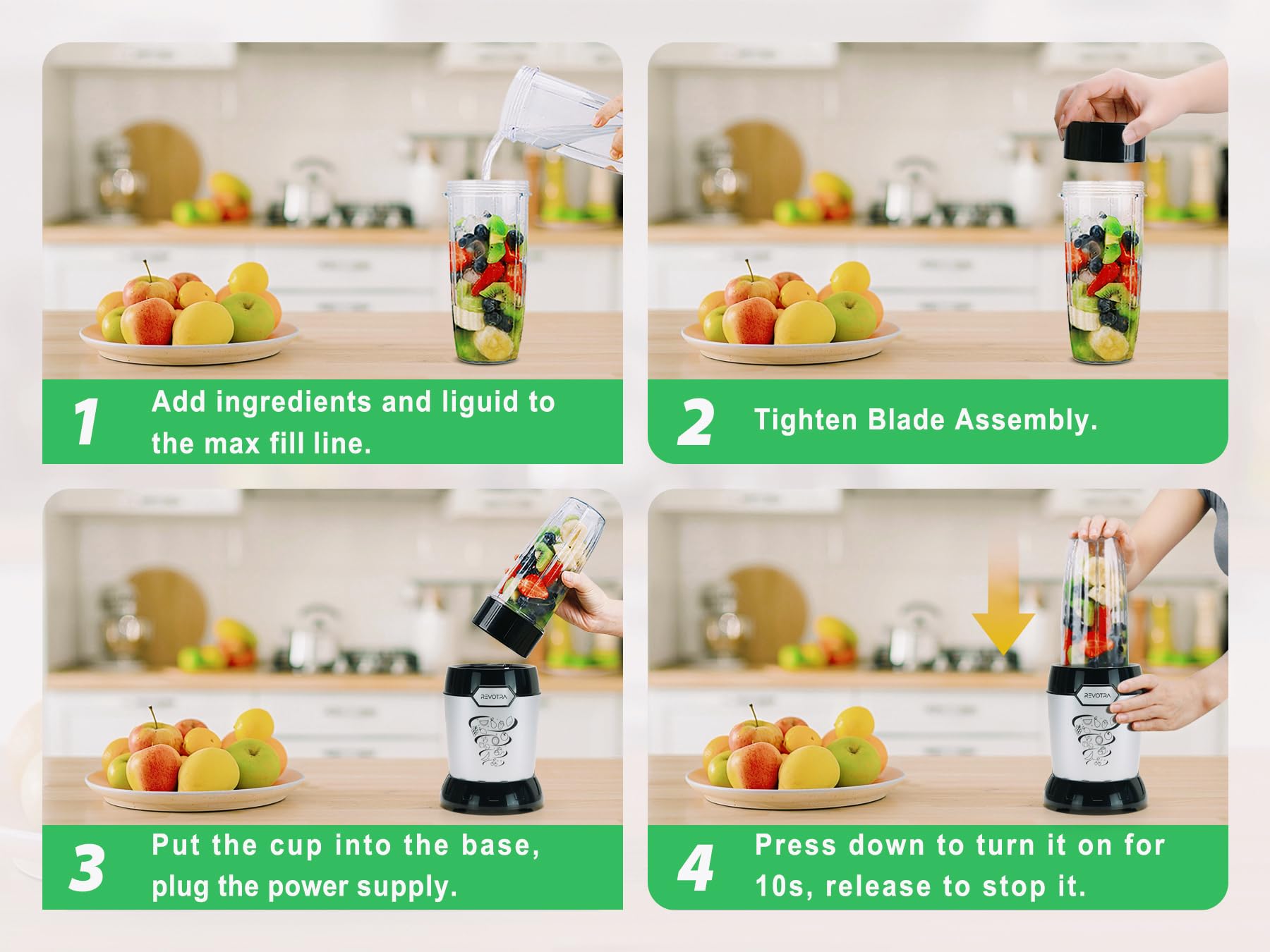 REVOTRA self-cleaning mode with detachable blades