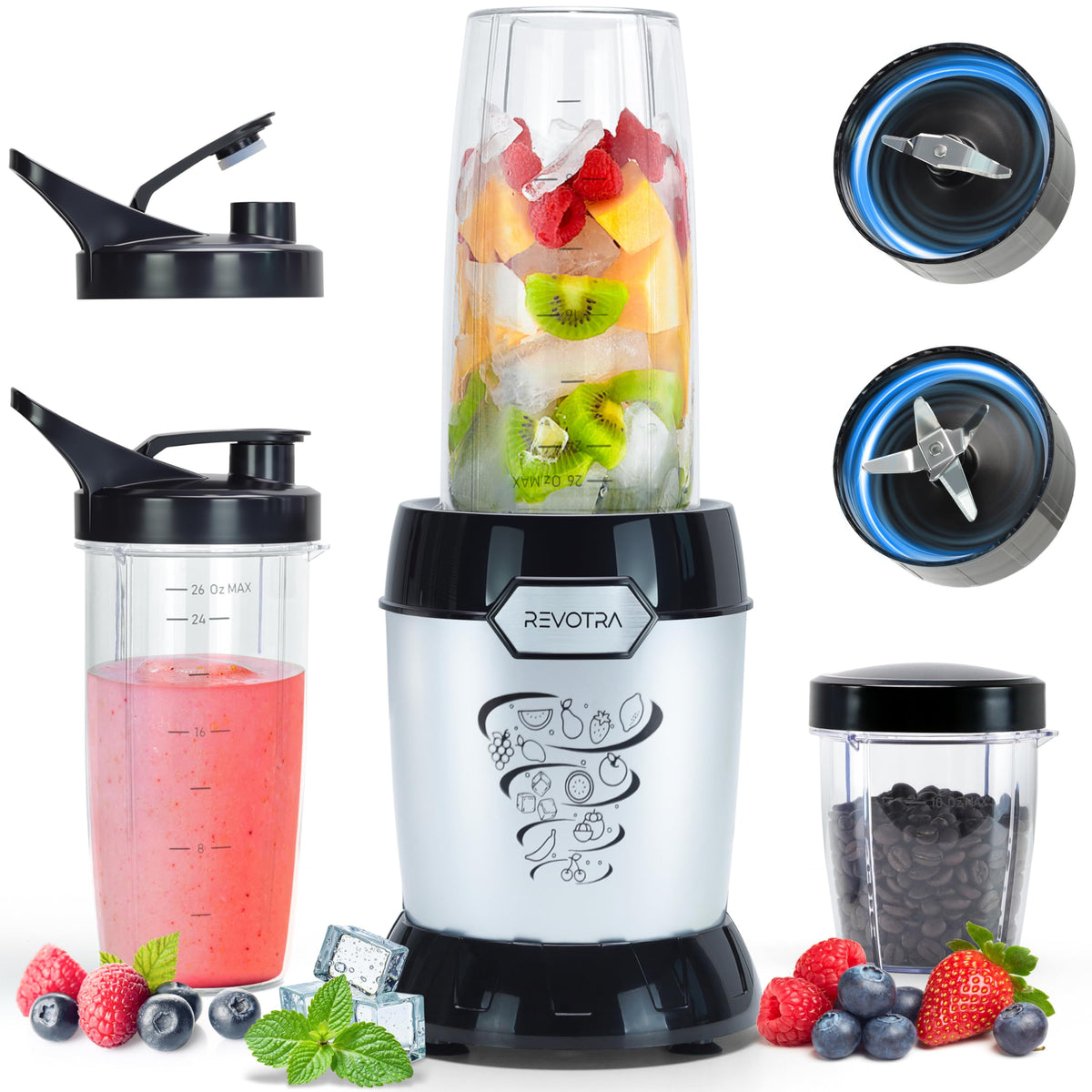 REVOTRA smoothie blender 1200W base delivering smooth blends for ice and fruit