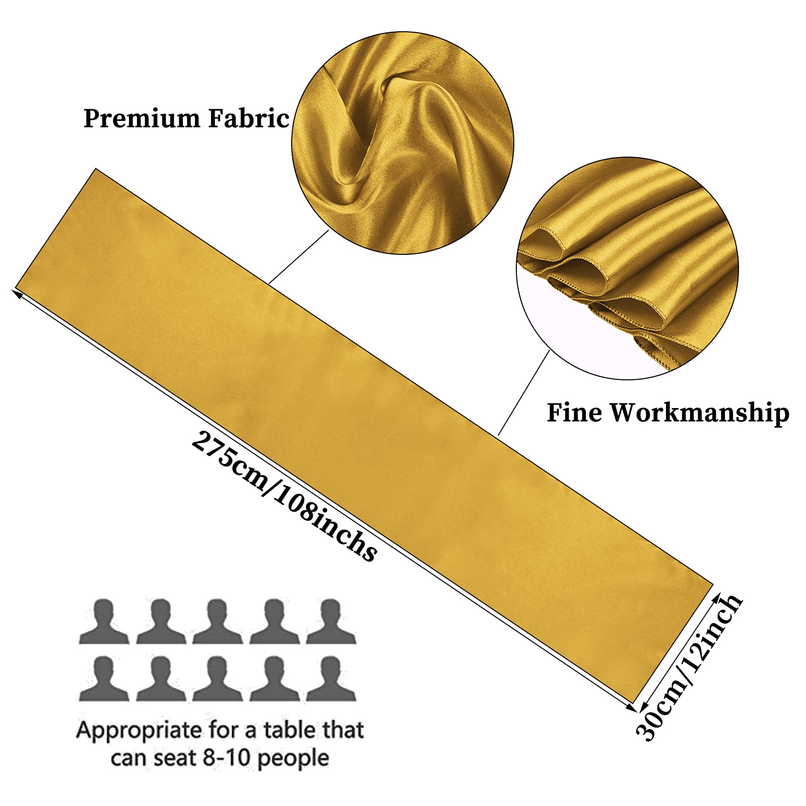 REWOMC wedding table decorated with gold runner creates luxurious, timeless feel.