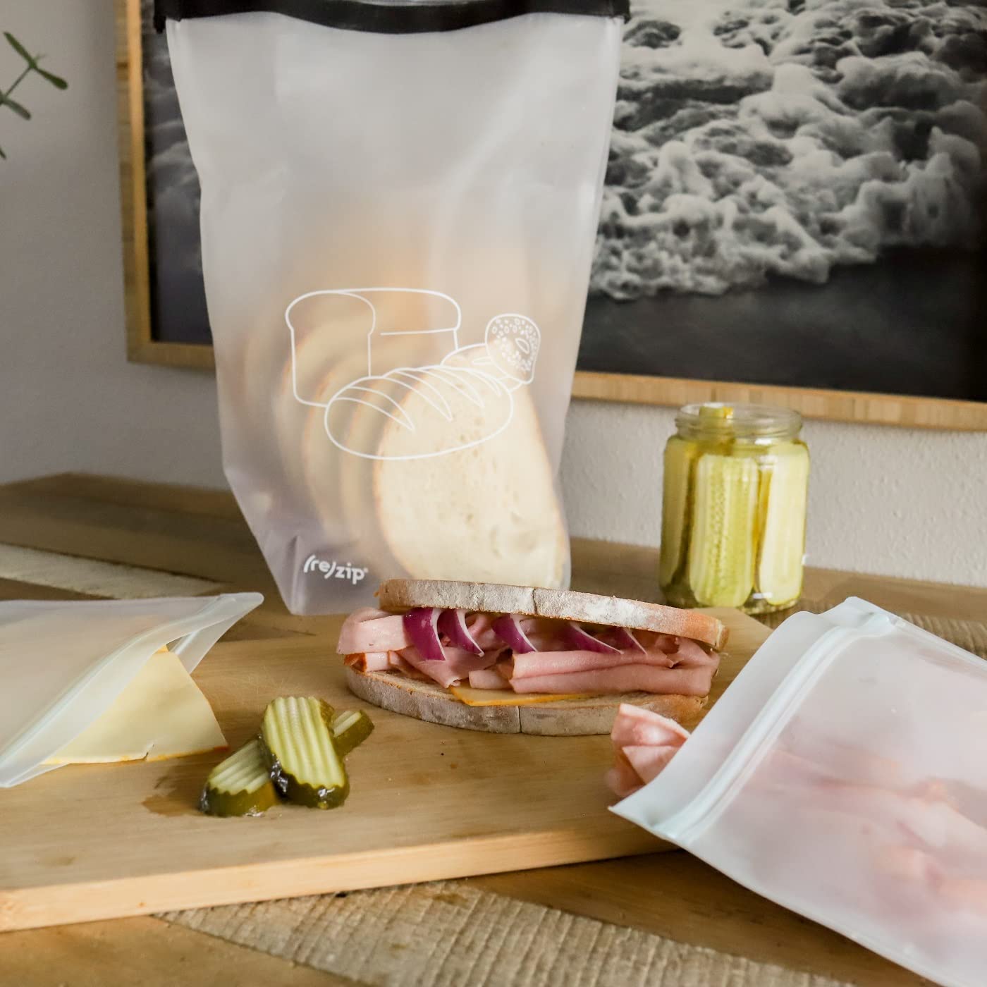 (re)zip bread storage bag preserves muffins and bagels for easy access.