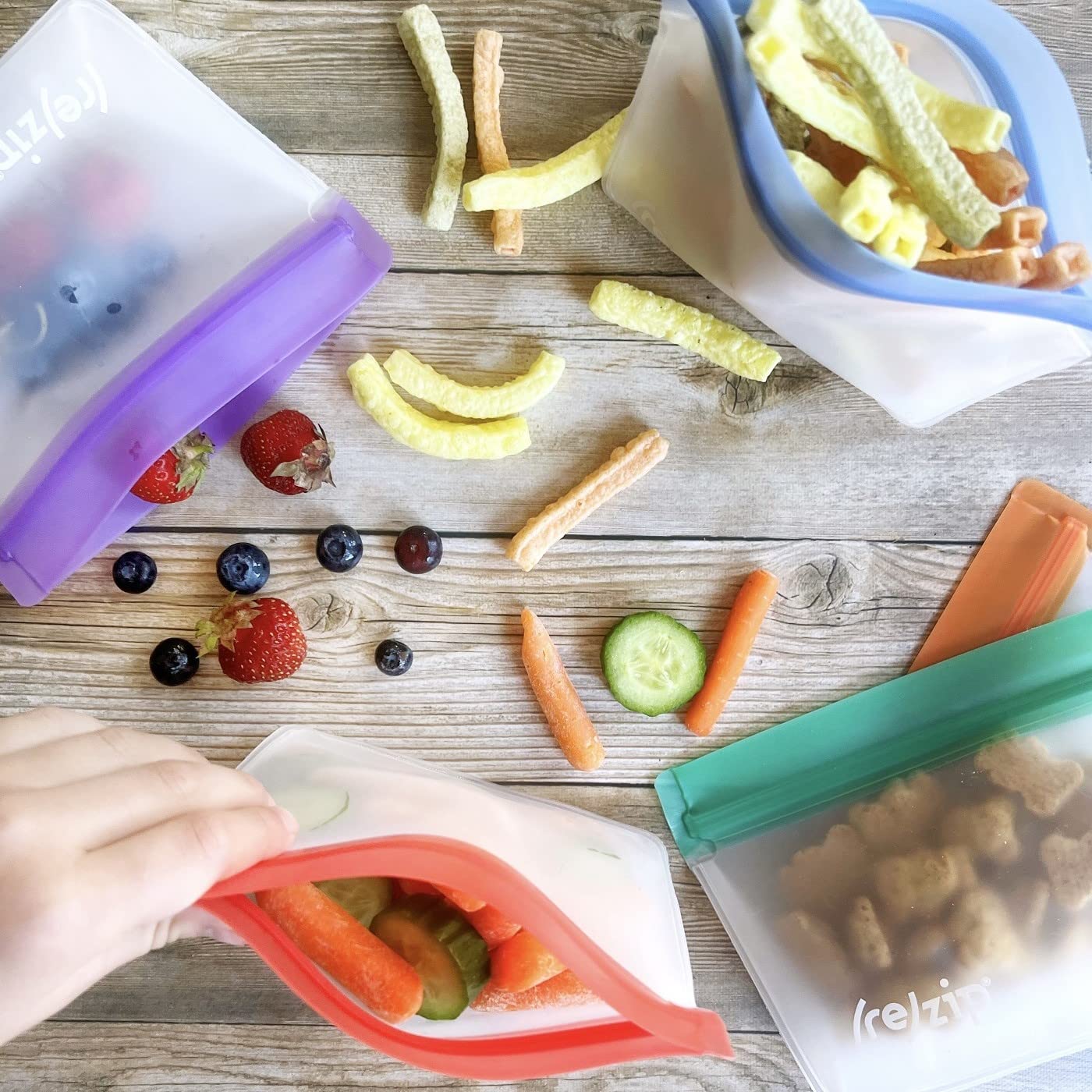 rezip snack bags with leakproof closure keep foods secure during travel.