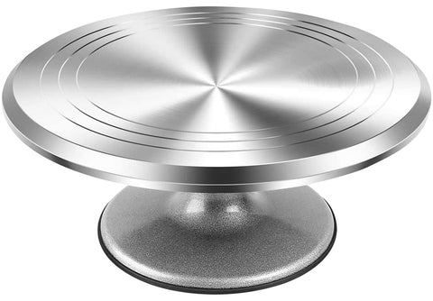 RFAQK 12-inch revolving cake stand, side view, helps decorate from all angles