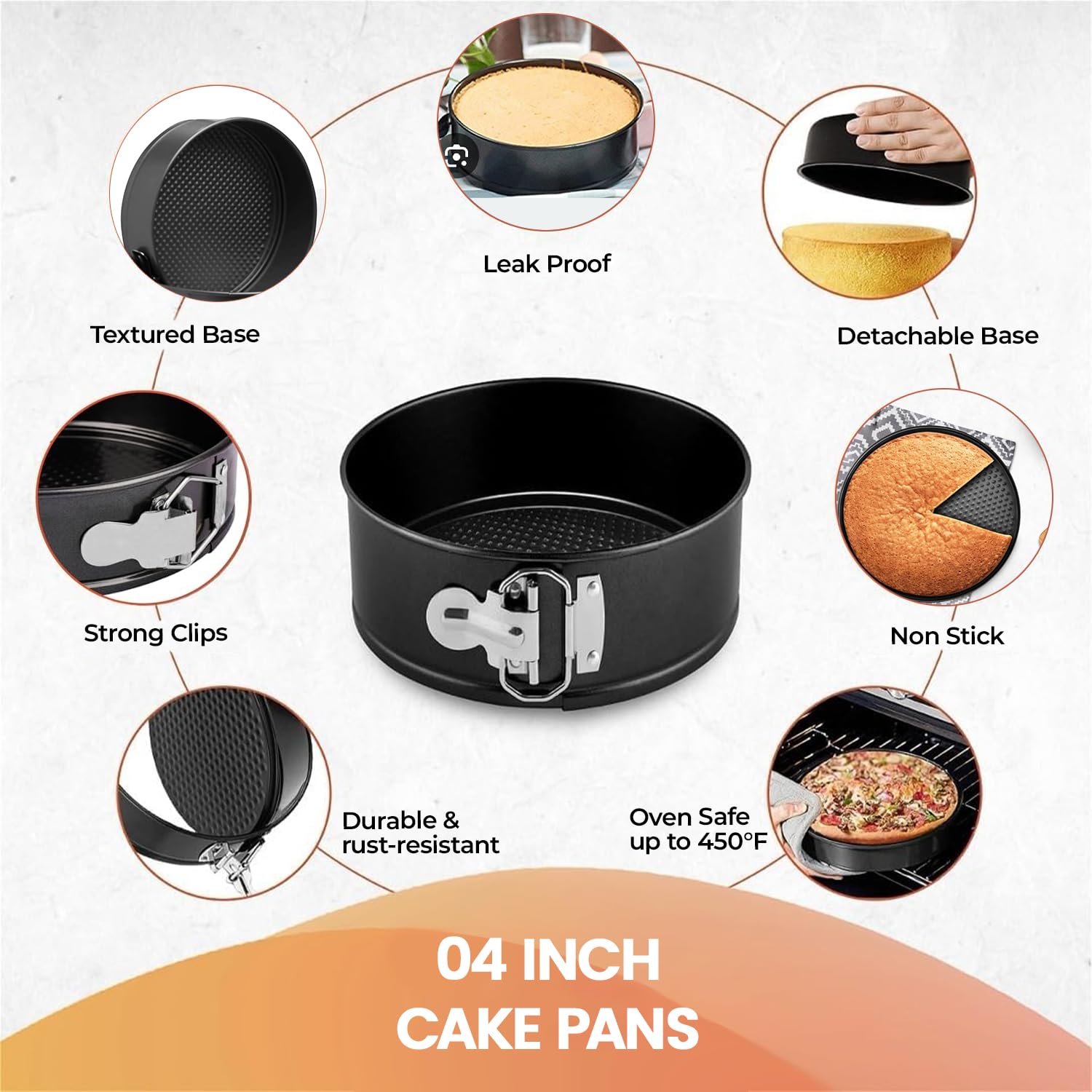 RFAQK leakproof locking clip helps prevent batter leakage during bake.