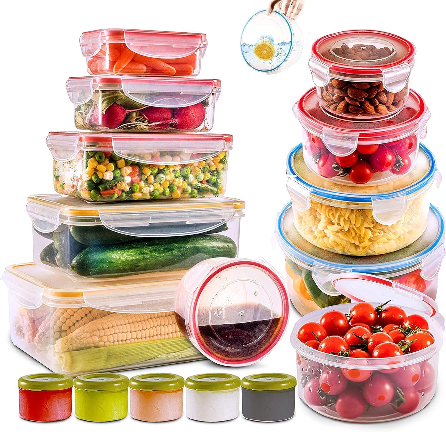 RFAQK 28-piece set shown for versatile meal prep and fridge organization