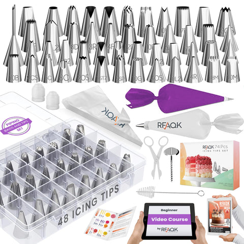 RFAQK 74-piece icing set in box for organized home decorating