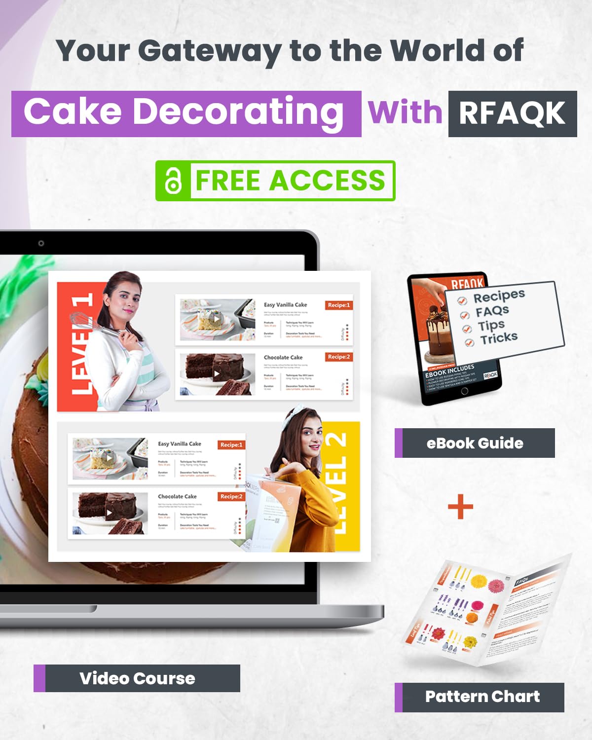 RFAQK pattern chart and e-book bundle for beginner-friendly practice