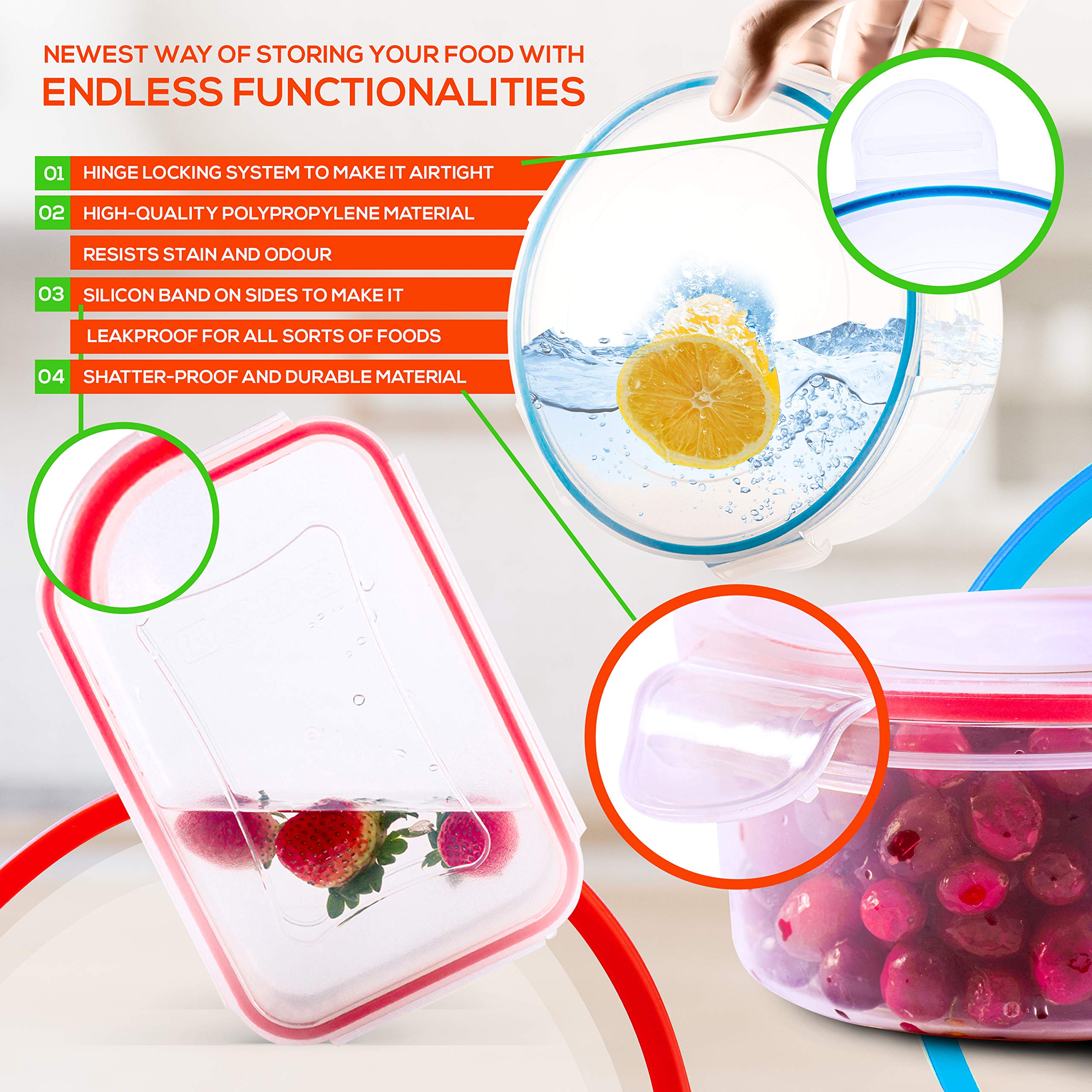 RFAQK 33.8oz rectangular container stackable design