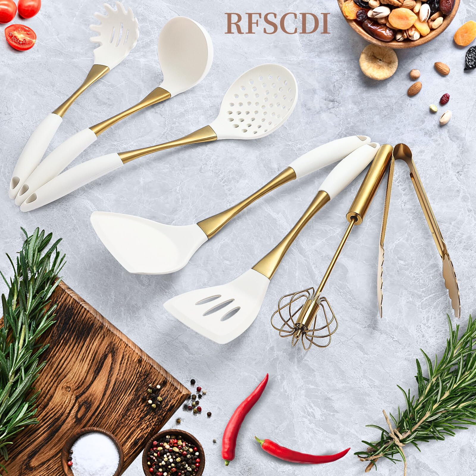 RFSCDI soup ladle with elegant handle for smooth stirring and serving.