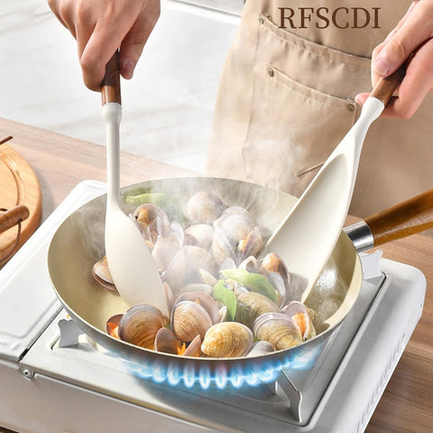 RFSCDI slotted spoon drains liquids while lifting foods cleanly