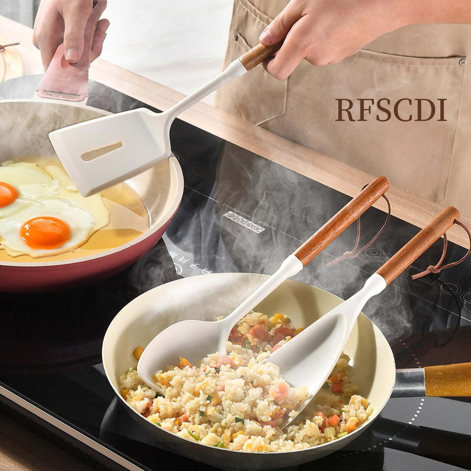 RFSCDI white silicone soup spoon for serving soup and stirring with ease