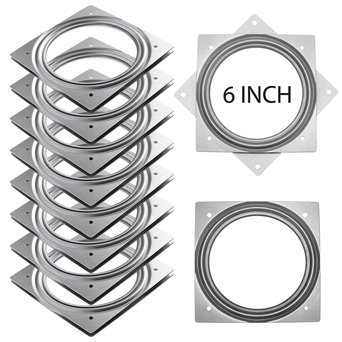 RHBLME 8-pack lazy susan hardware in silver for durable rotating trays.