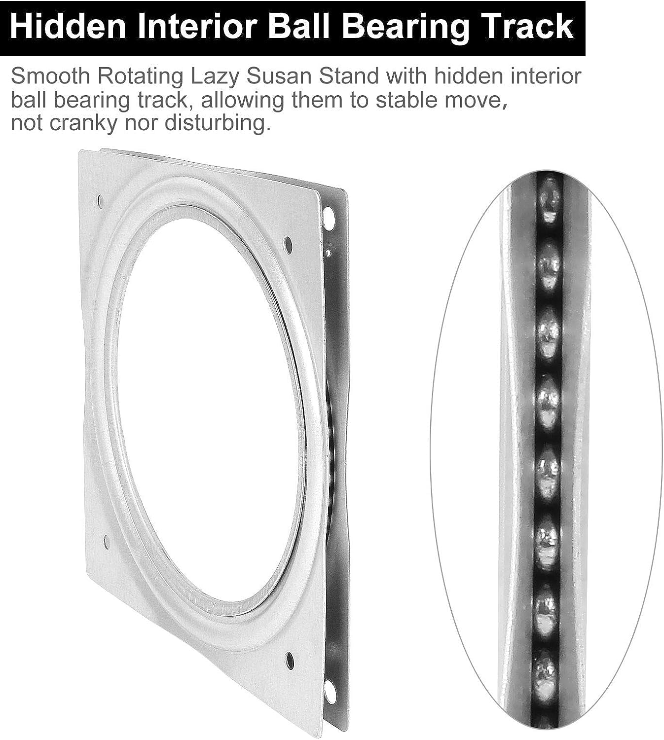 RHBLME silver 6-inch lazy susan turntable bearing enables smooth rotation.