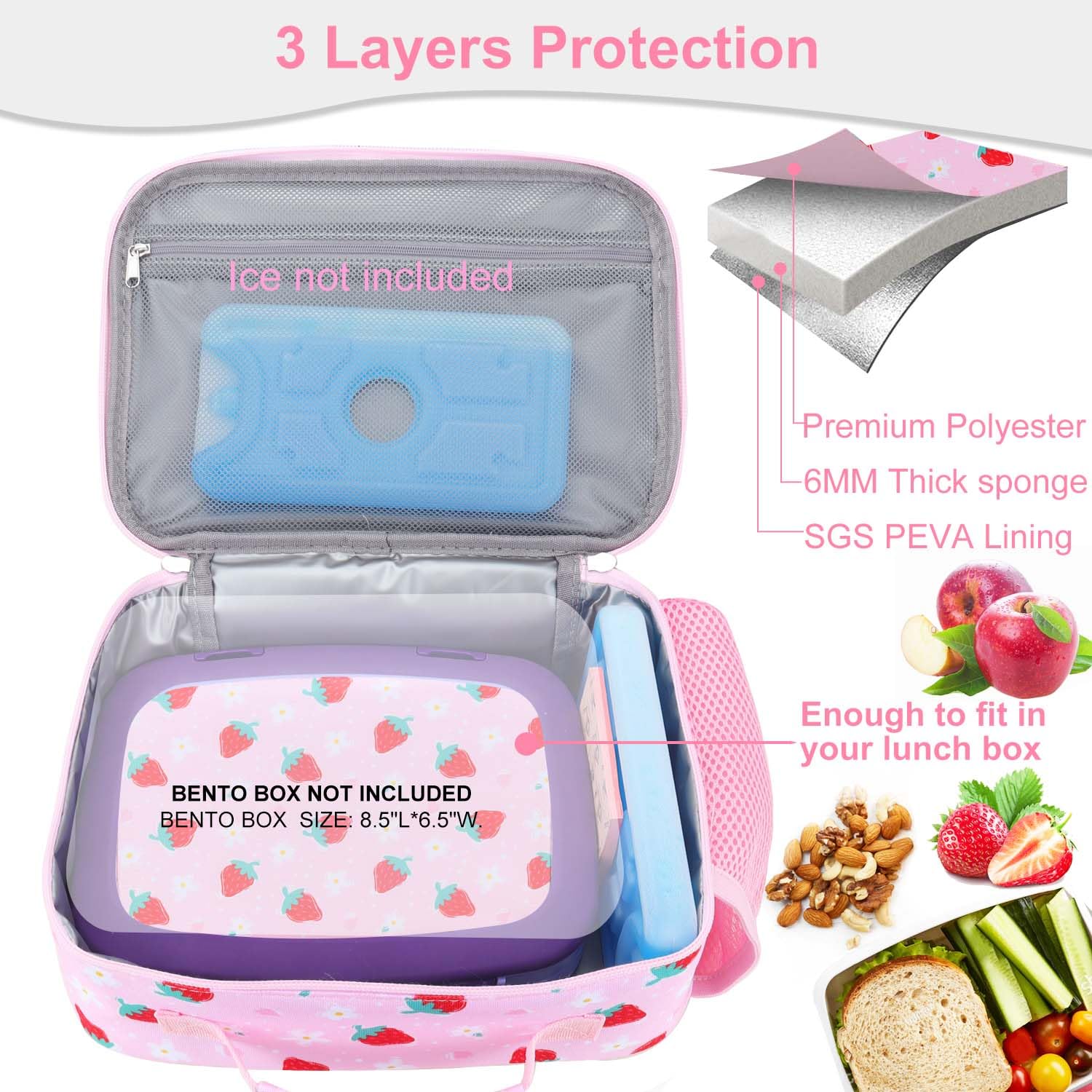 RHCPFOVR large capacity lunch bag with multiple compartments for all contents