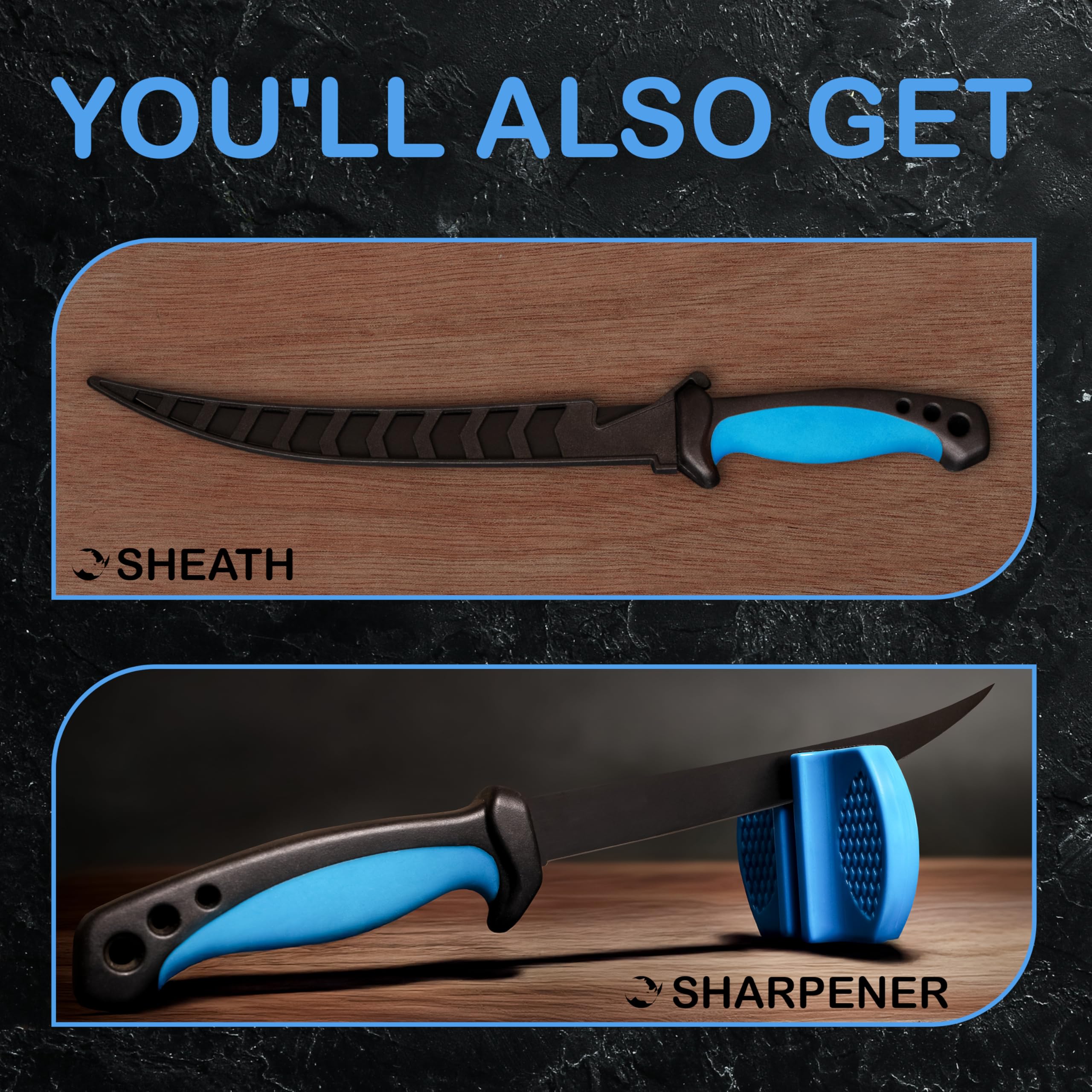 Rhinoreto fillet knife flexible blade enables spotless boning and clean cuts.