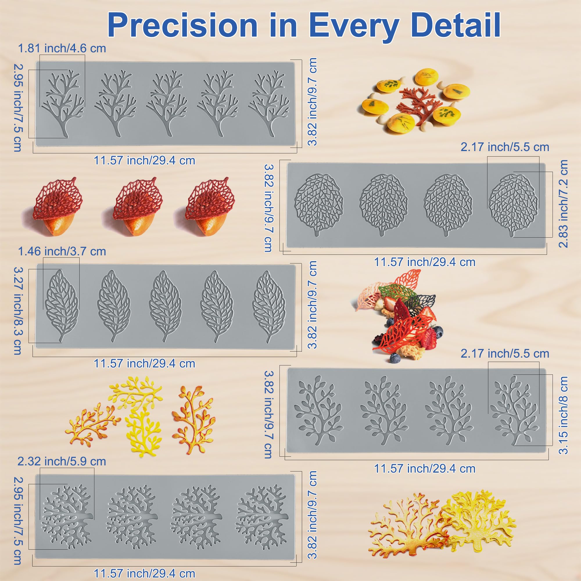 RHVQ 3D hollow leaf mold for stunning cake toppers