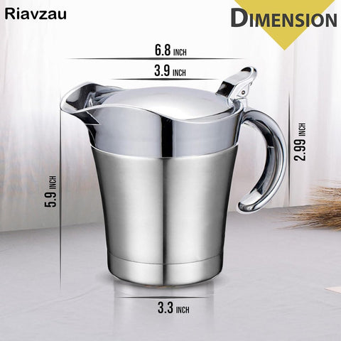 Riavzau gravy boat with stainless steel body for durable serving.