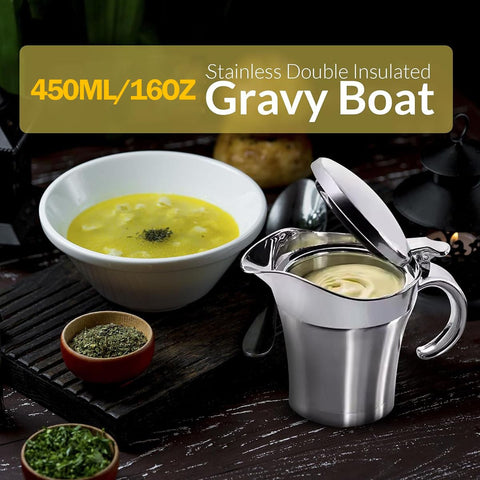 Riavzau gravy boat ergonomic handle for secure pouring.