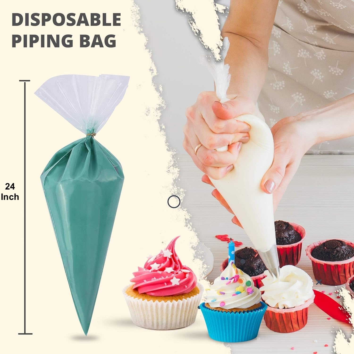 RICCLE disposable piping bag cleanup is quick after cake or cookie decorating.